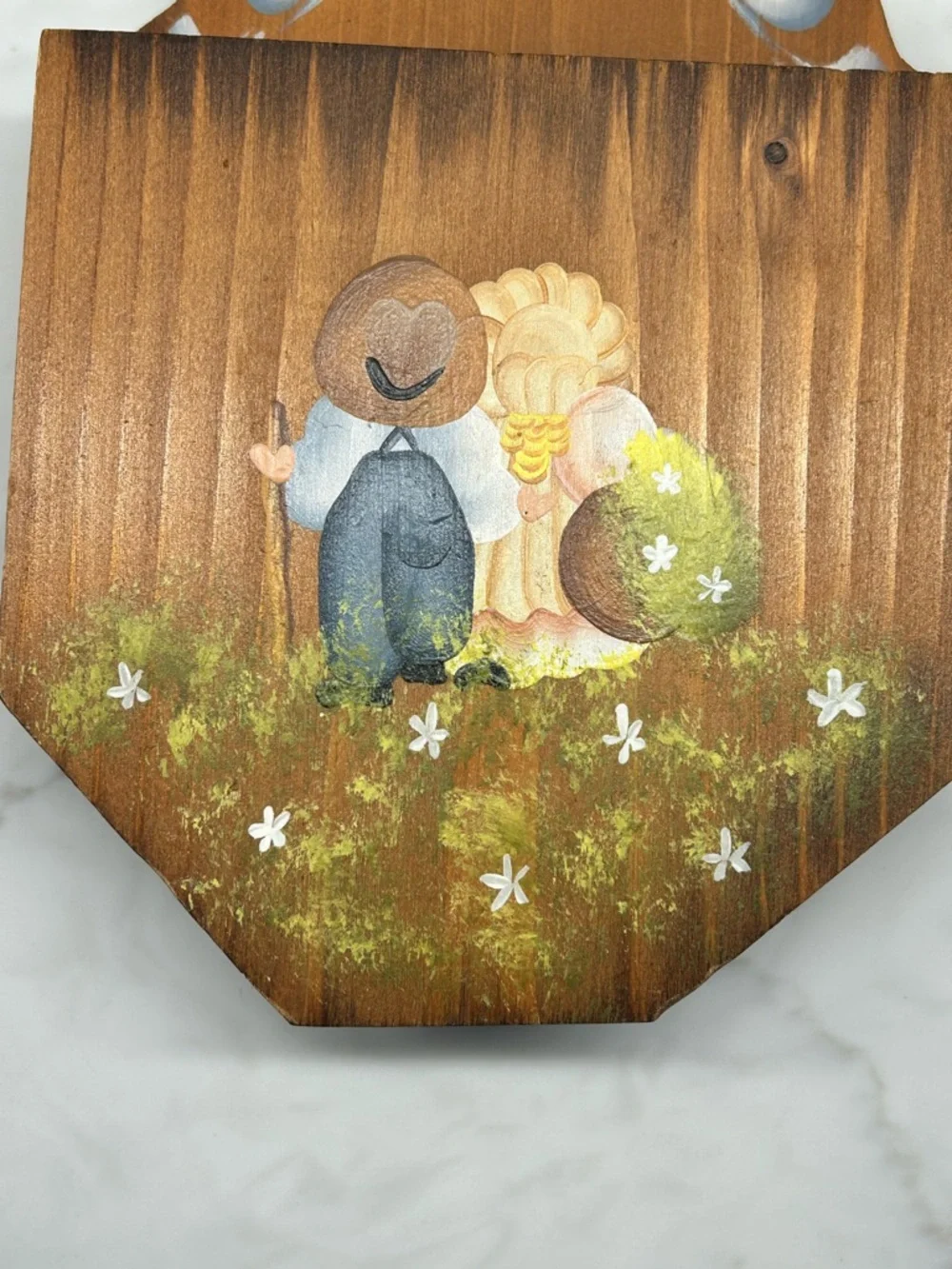 Vintage Hand-Painted Wooden Wall Pocket
